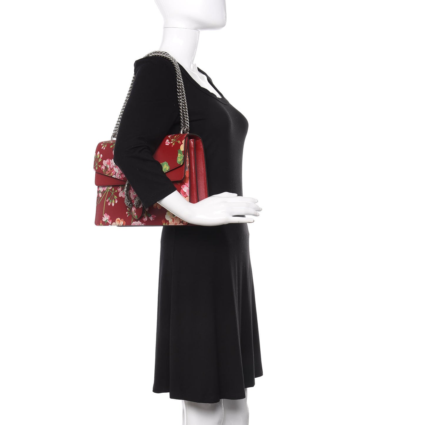 Calfskin Blooms Print Medium Dionysus Shoulder Bag Romantic Cherry Multicolor