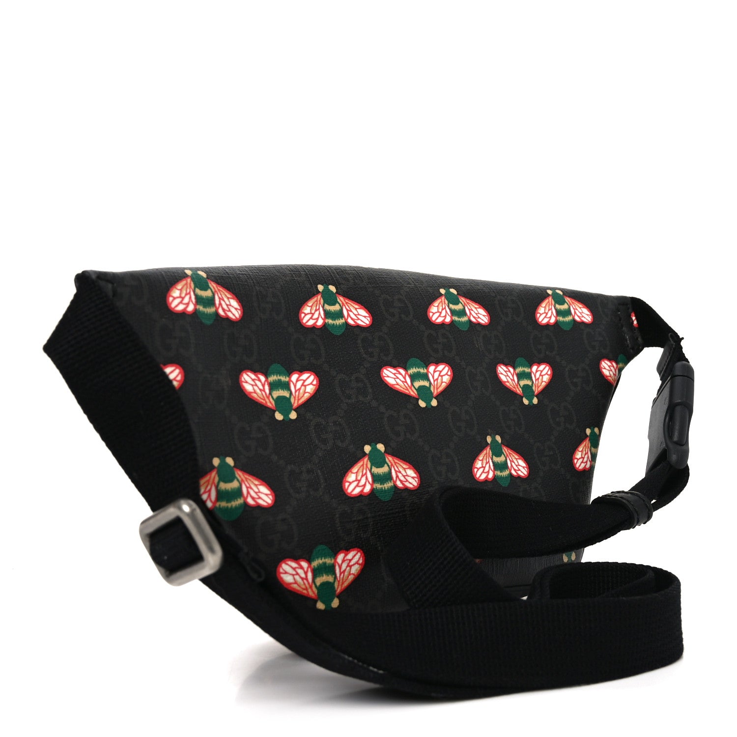 Gucci GG Supreme Monogram Bee Multicolor Appia Calfskin Belt Bag Black Multicolor 3 of 9