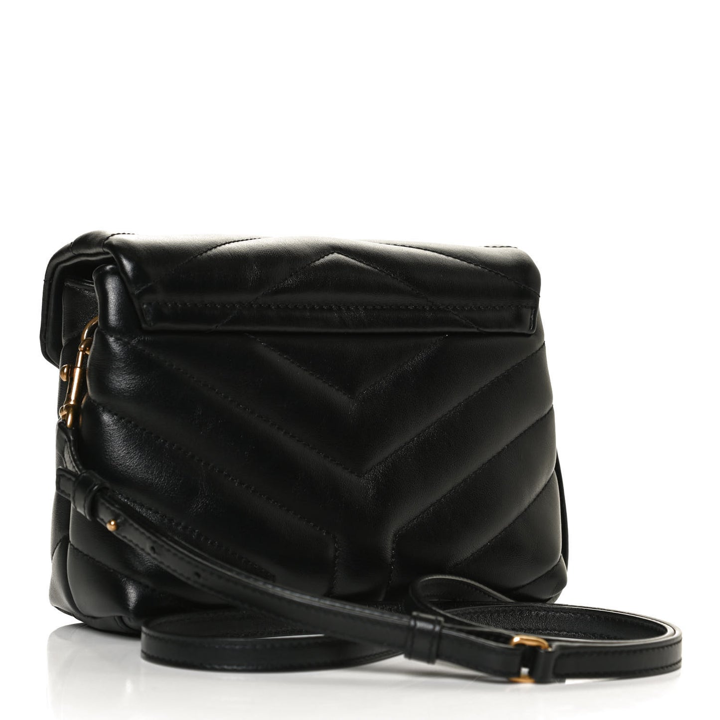 Calfskin Y Quilted Monogram Toy Loulou Crossbody Bag Black