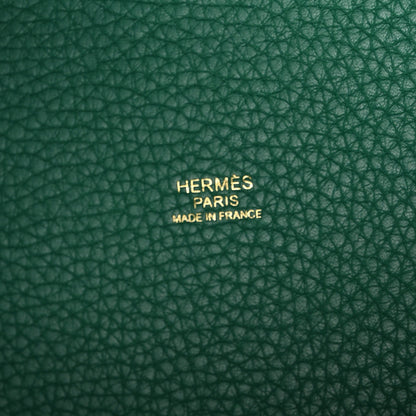 Hermes Taurillon Clemence Picotin Lock 22 MM  Vert Jade 6 of 12
