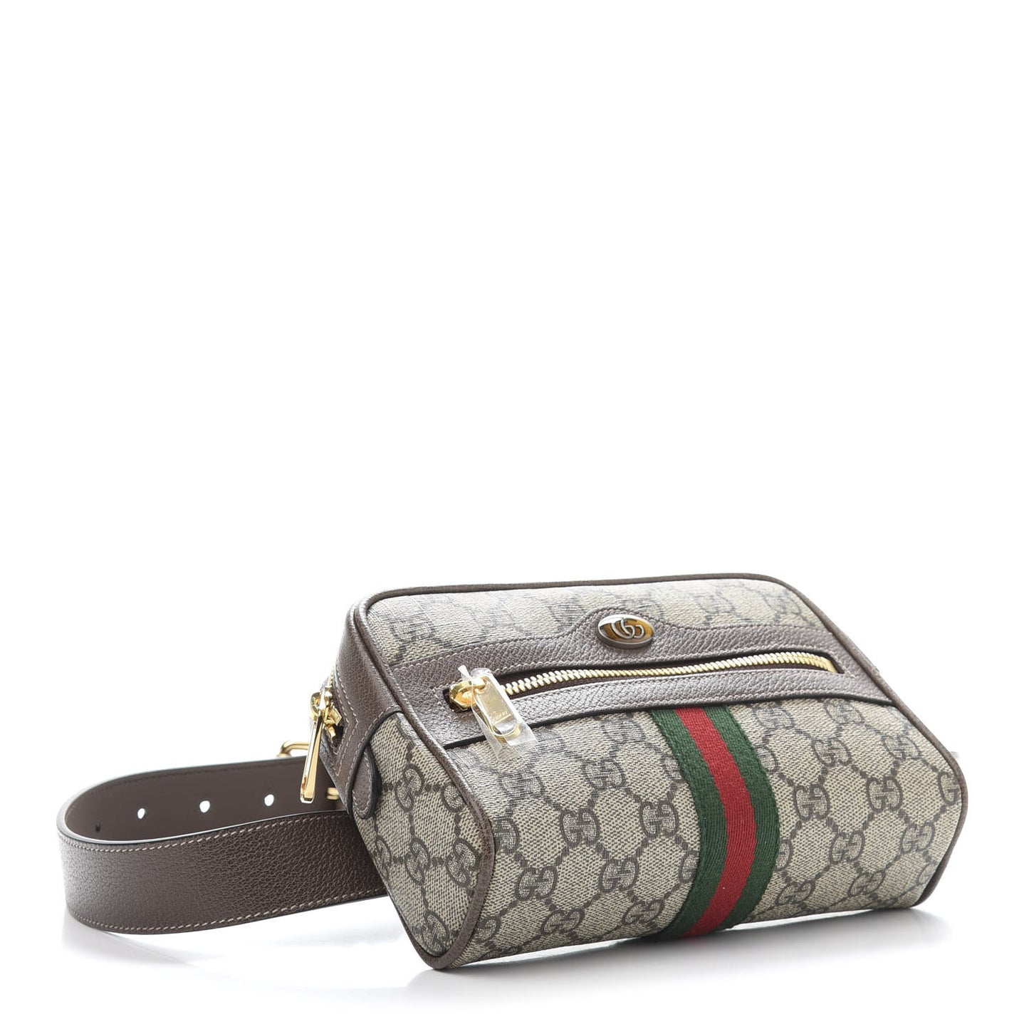 GG Supreme Monogram Web Small Ophidia Belt Bag 85 34 Dark Brown