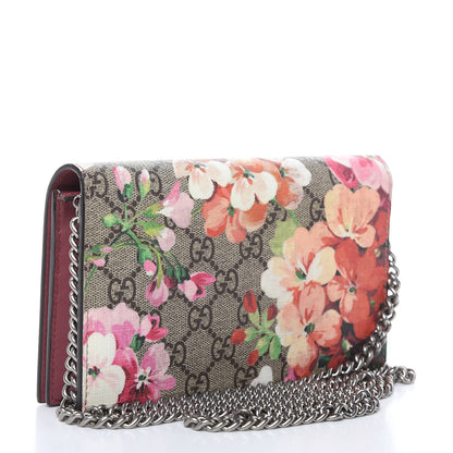 Gucci GG Supreme Monogram Blooms Chain Wallet Beige Multicolor Dry Rose 3 of 10