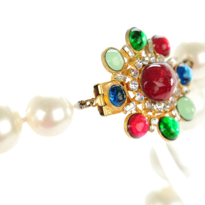 Chanel Gripoix Crystal Pearl Drop Pendant Necklace Gold 4 of 7