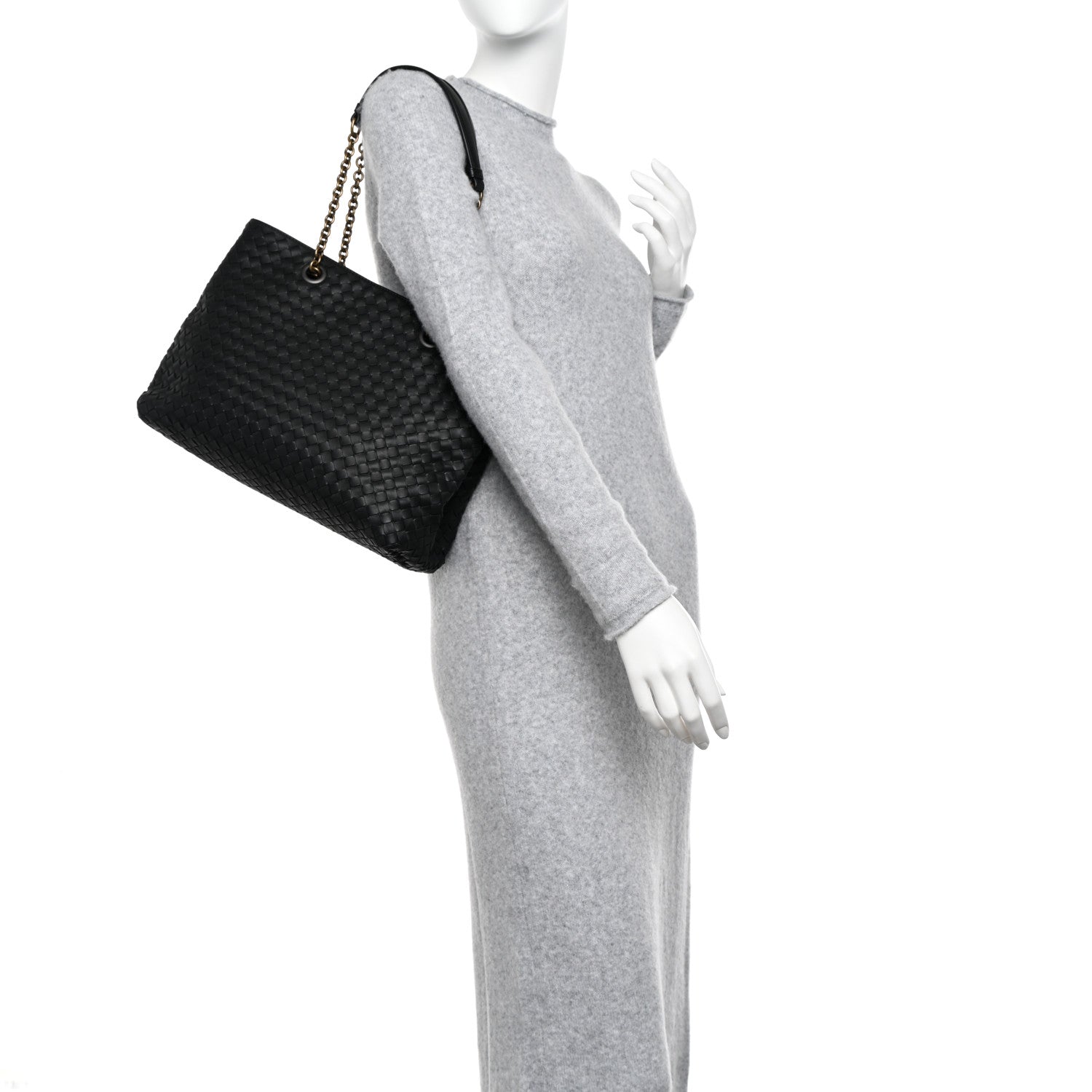 Bottega Veneta Nappa Intrecciato Medium Classic Chain Strap Tote Black 2 of 10