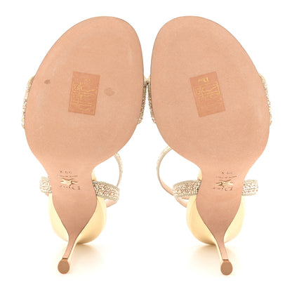 Christian Dior Laminated Calfskin Crystal Embroidered Dway 100mm Sandals 39 Gold 5 of 9