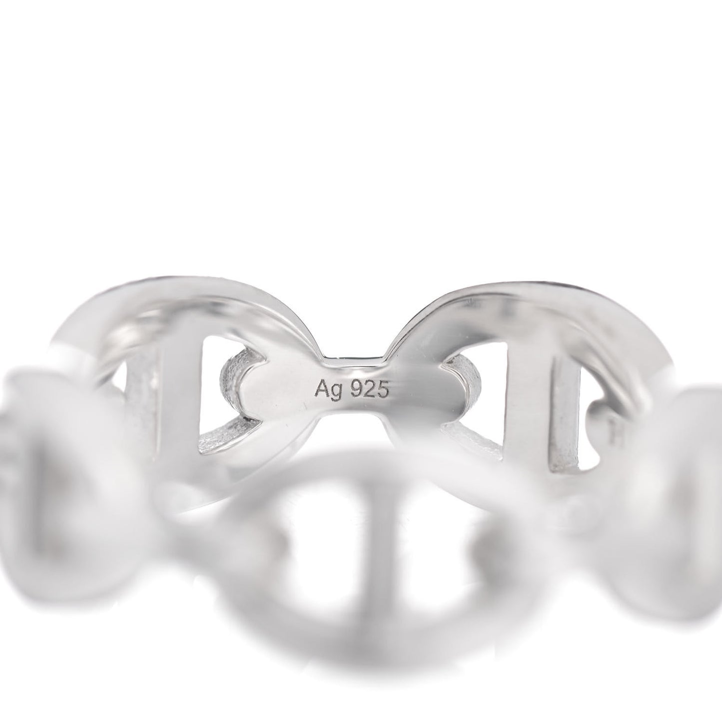 Sterling Silver PM Chaine d'Ancre Enchainee Band Ring 53 6.5