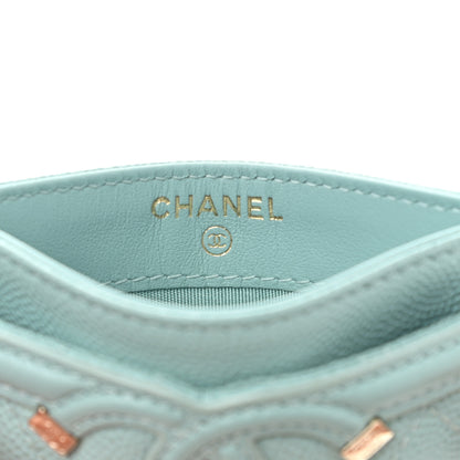 Chanel Caviar Quilted Filigree Card Holder Light Blue 6 of 13