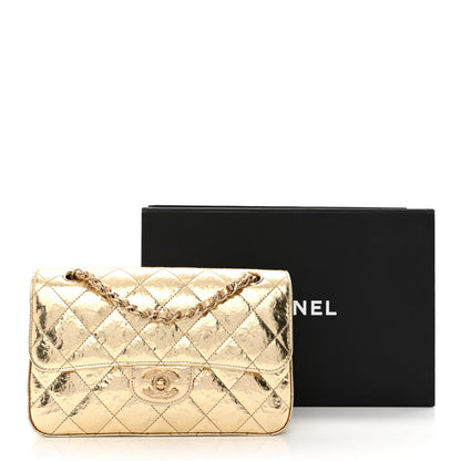 Chanel Hammered Metallic Calfskin Quilted Small Double Flap Gold 12 of 12