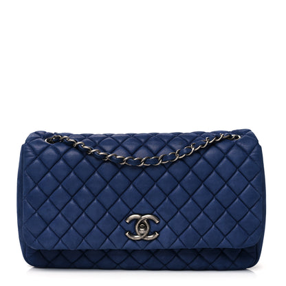 Chanel Iridescent Calfskin Quilted Large New Bubble Flap Navy 1 of 8