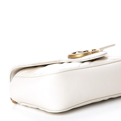 Gucci Calfskin Matelasse Super Mini GG Marmont Shoulder Bag White 7 of 11