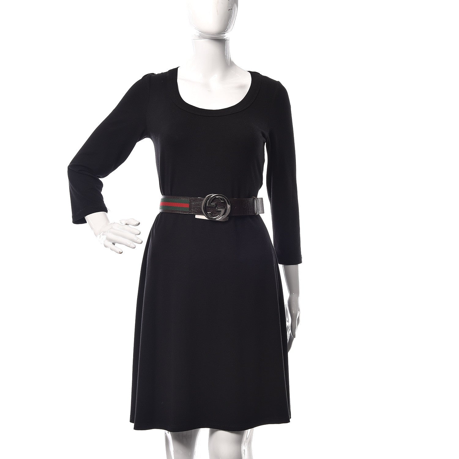 Gucci Calfskin Web Interlocking G Belt 120 48 Dark Brown 2 of 6