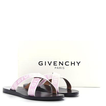 Givenchy Grosgrain Cross Logo Ankle Strap Sandals 37.5 Pink White 11 of 11