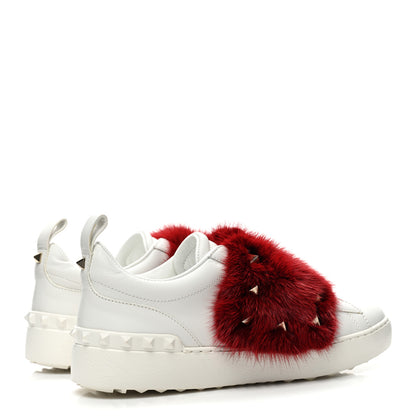 Valentino Garavani Calfskin Mink Fur Sneakers 37 White Rosso Valentino 5 of 11