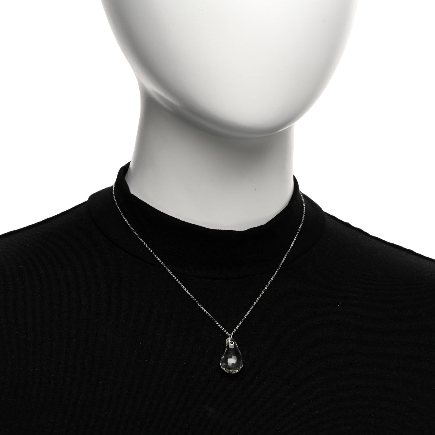 Platinum Crystal Elsa Peretti Teardrop Pendant Necklace