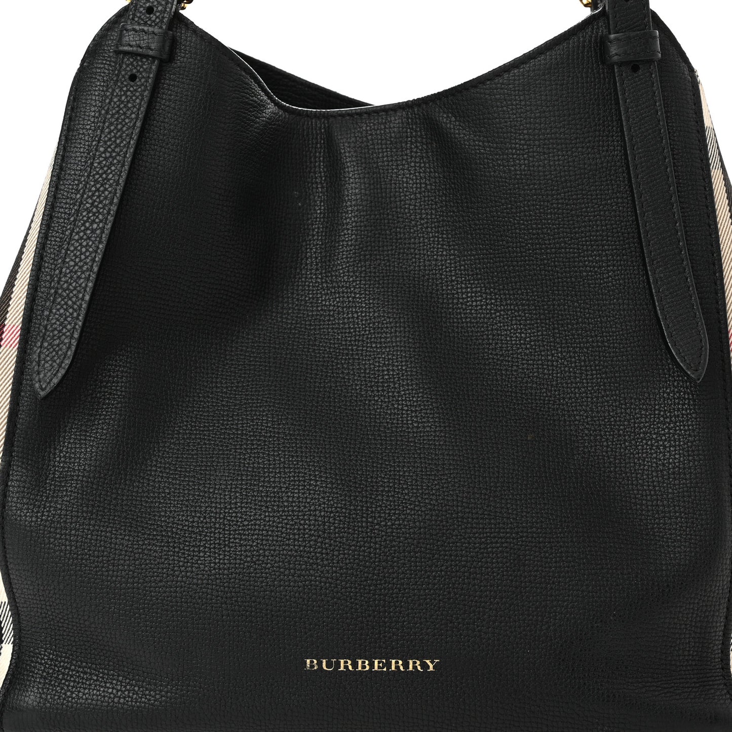 Grainy Calfskin House Check Small Canterbury Black