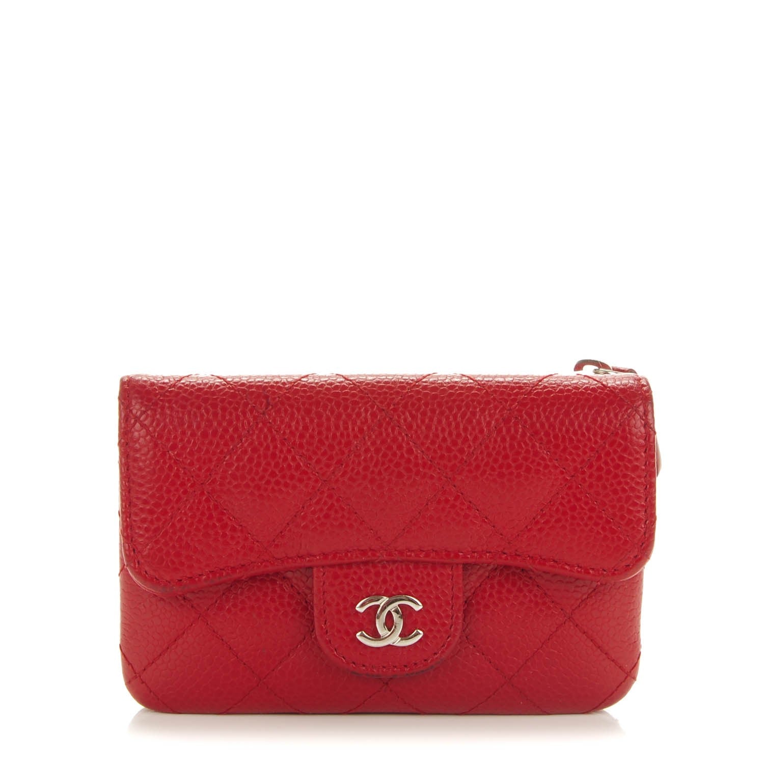 Chanel Caviar Quilted Coin Purse Red 1 of 8