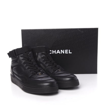 Chanel Lambskin Mens Logo High Top Sneakers 46 Black 11 of 11