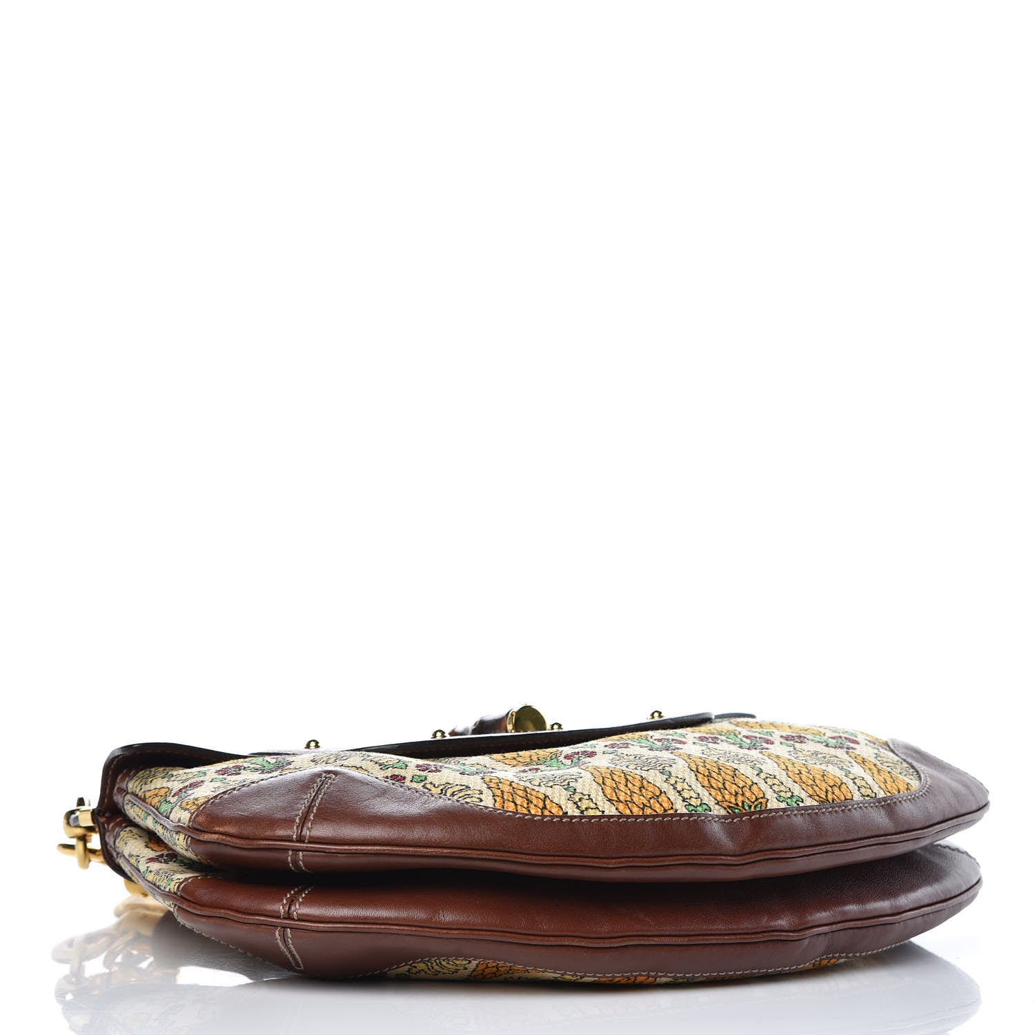 Gucci Canvas Pigna Print Peggy Bamboo Top Handle Bag Brown 4 of 13