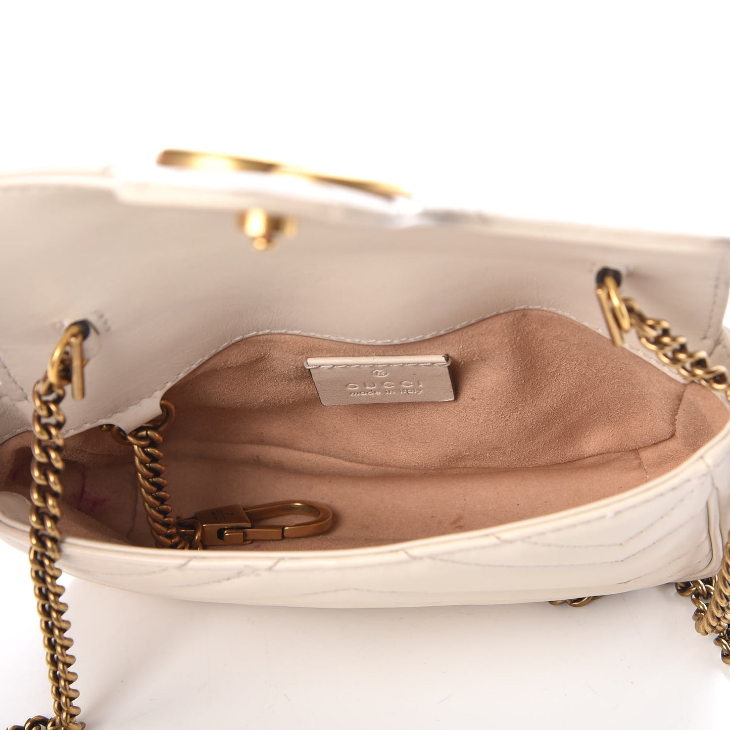 Calfskin Matelasse Super Mini GG Marmont Shoulder Bag White