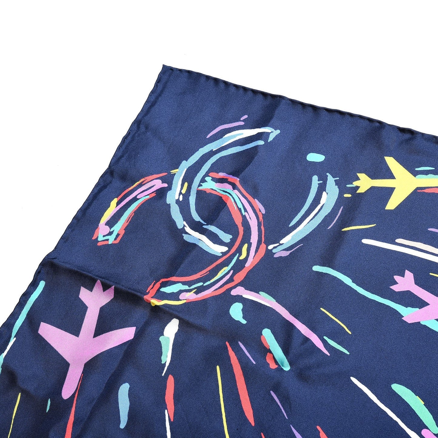 Silk CC Airlines Square Scarf Navy