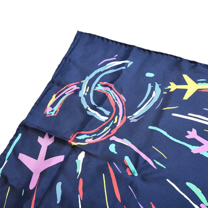 Chanel Silk CC Airlines Square Scarf Navy 3 of 6