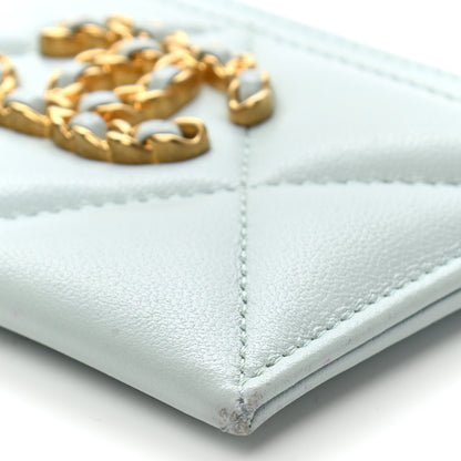 Chanel Lambskin Quilted Chanel 19 Card Holder Light Blue 6 of 13