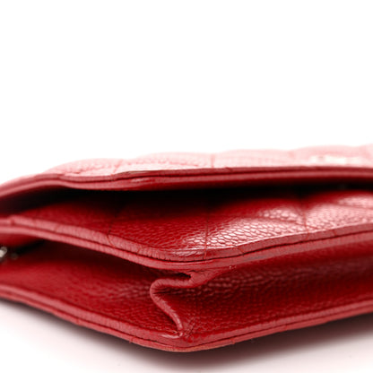 Chanel Caviar Quilted Wallet on Chain WOC Red 10 of 11