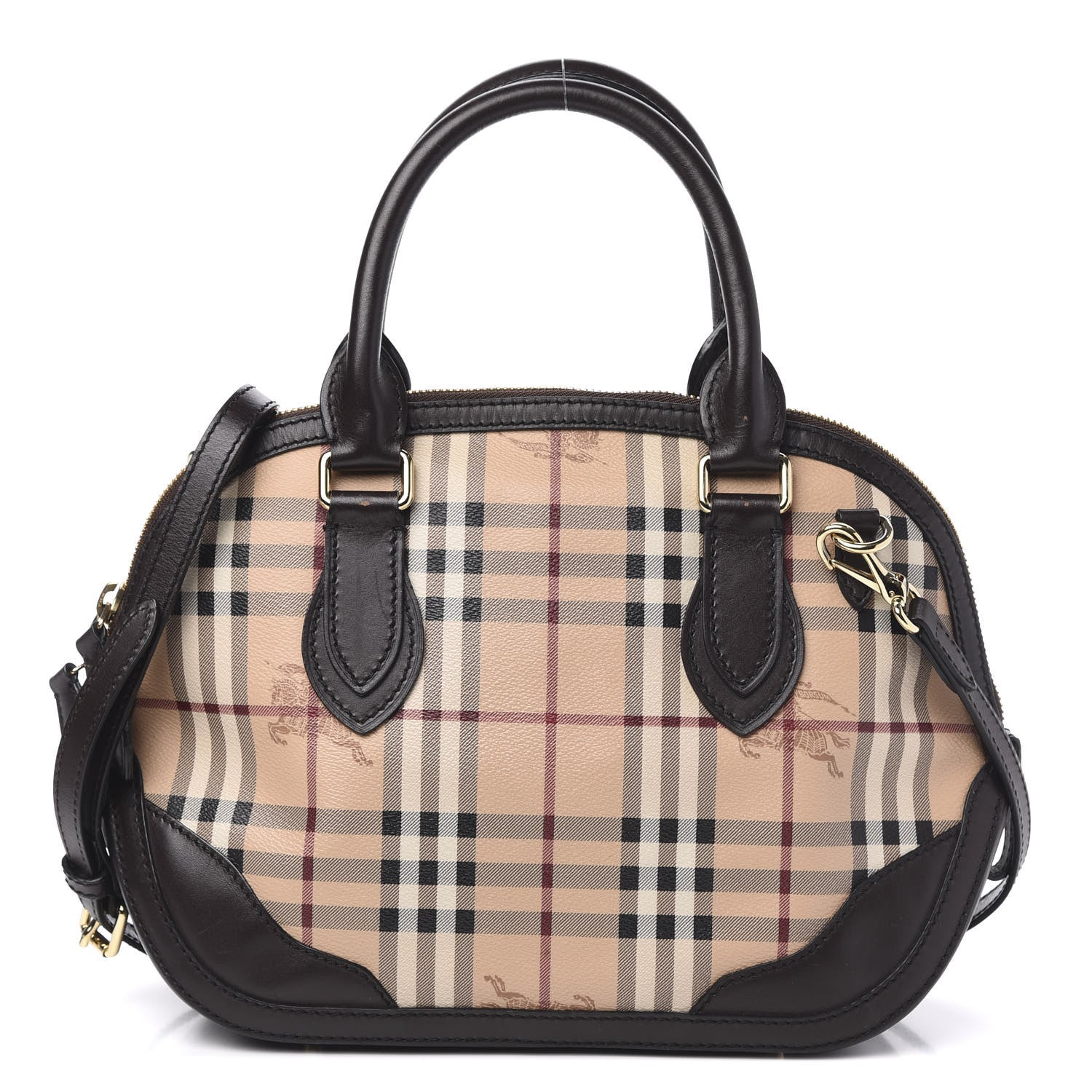 Burberry Haymarket Check Small Orchard Bowling Bag Chocolate 1 of 13