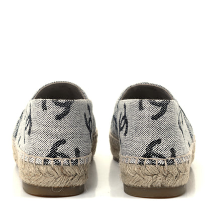 Chanel Cotton Jacquard Grosgrain CC Print Espadrilles 36 Grey Black 6 of 13