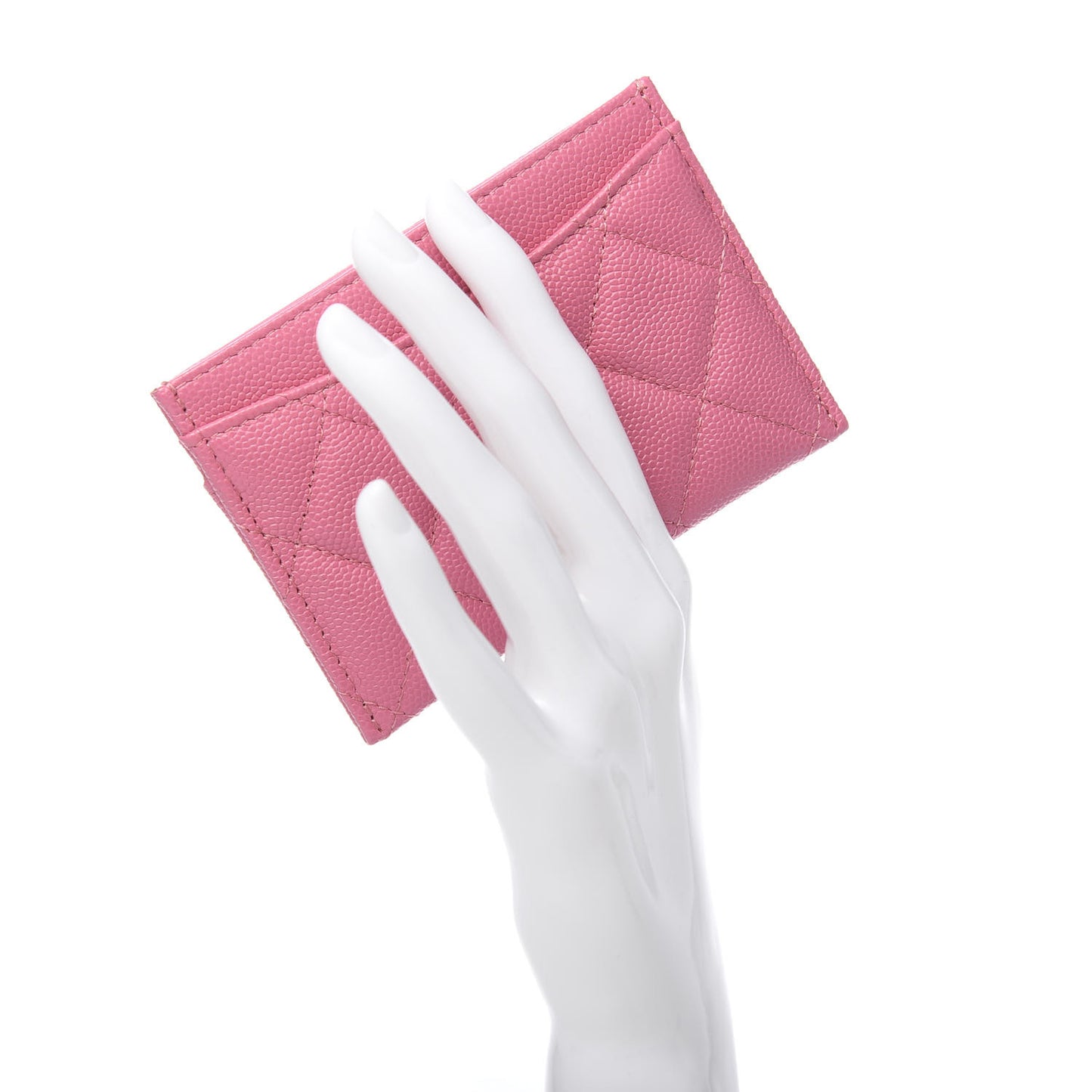 Caviar Quilted Card Holder Pink