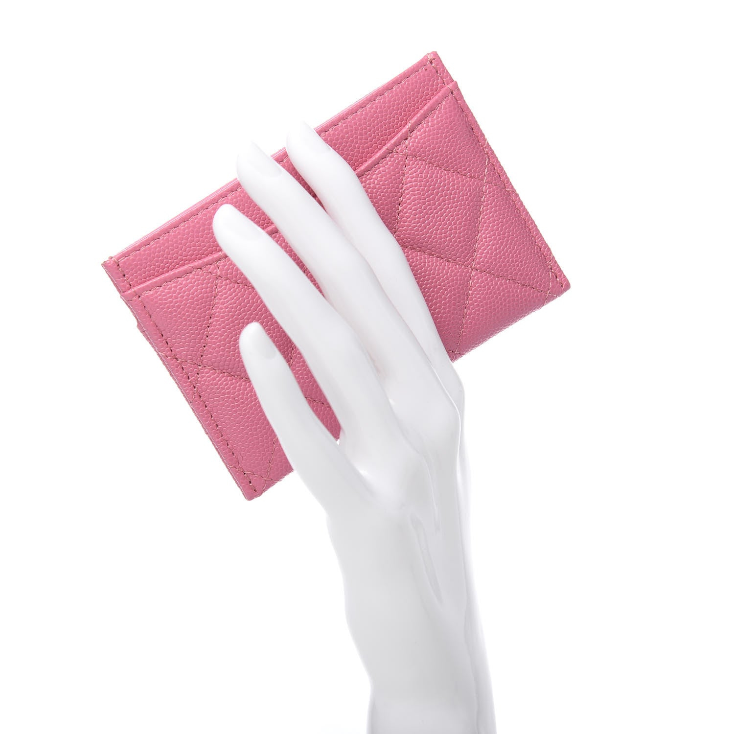 Chanel Caviar Quilted Card Holder Pink 2 of 9