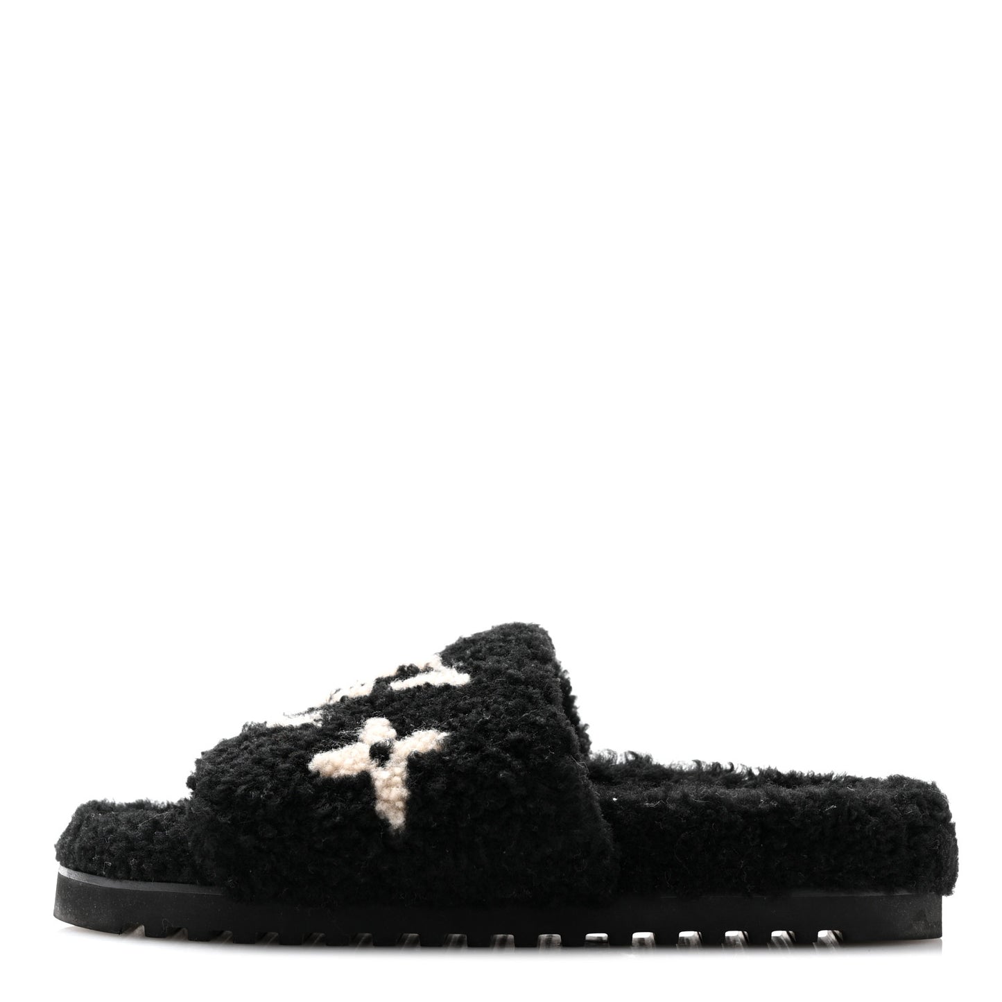 Shearling Monogram Giant Paseo Flat Comfort Mule 40 Black