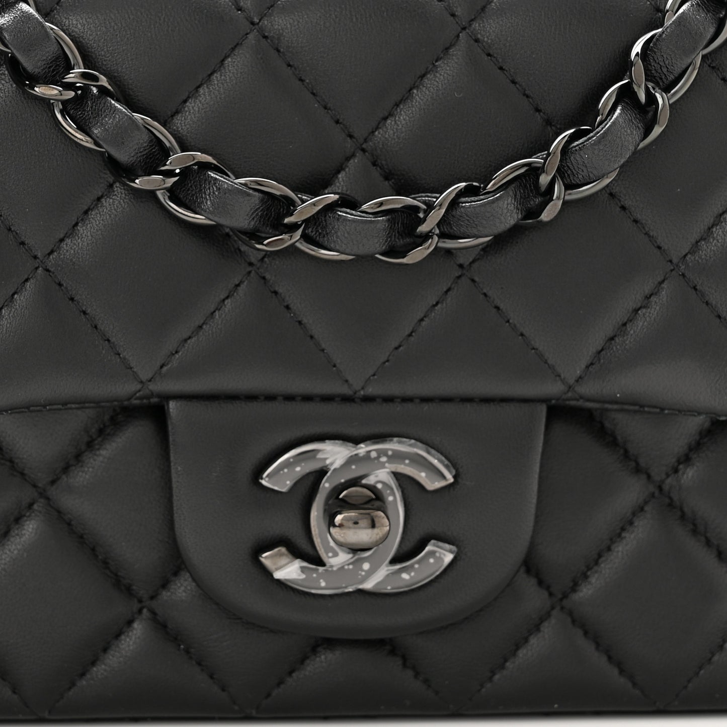 Lambskin Quilted Mini Rectangular Flap So Black