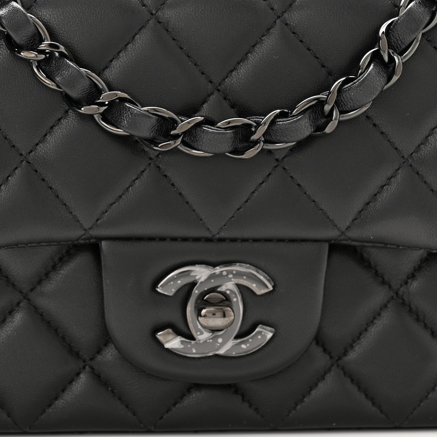 Chanel Lambskin Quilted Mini Rectangular Flap So Black 7 of 9