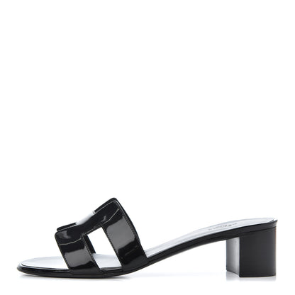 Hermes Patent Oasis Sandals 40 Black 1 of 11