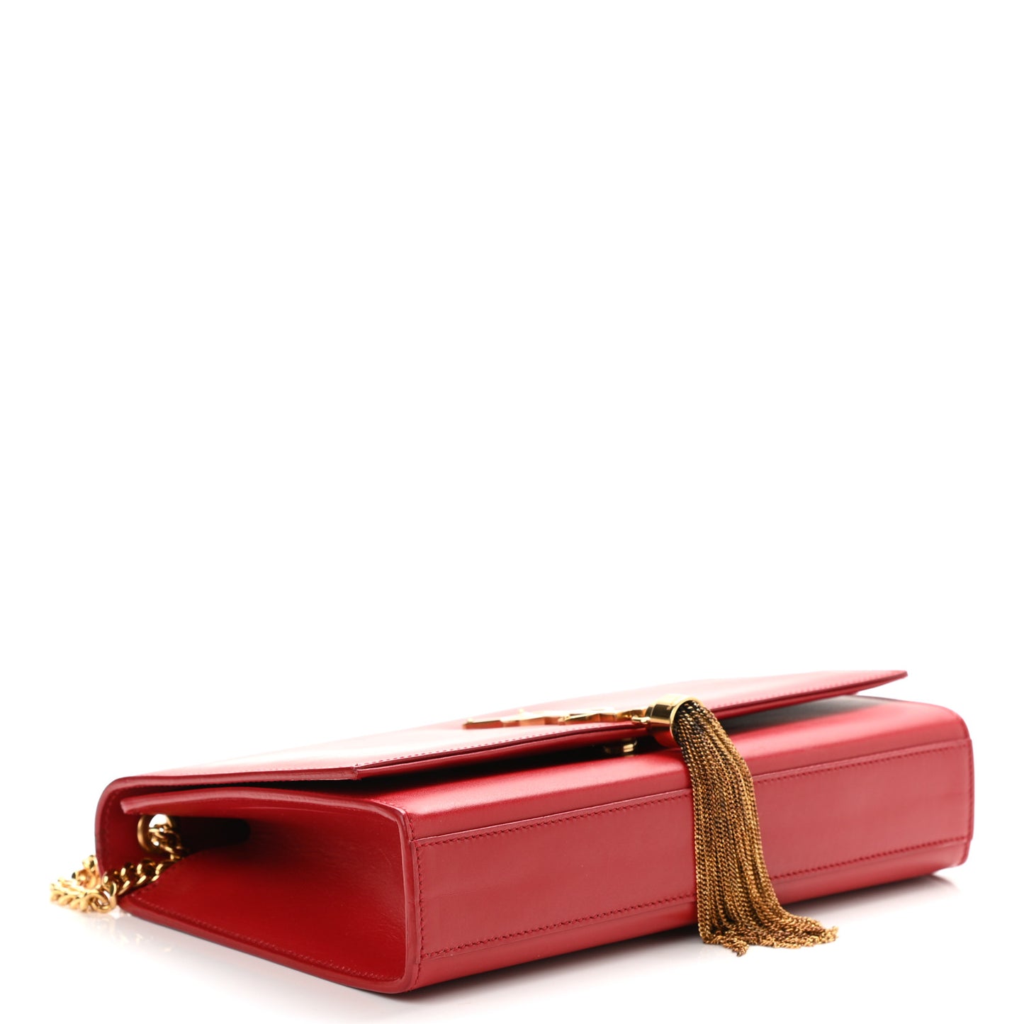 Smooth Calfskin Medium Classic Monogram Kate Tassel Satchel Lipstick Red