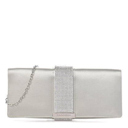 Dolce & Gabbana DOLCE & GABBANA Satin Crystal Miss Sparkle Chain Clutch Silver 1 of 10