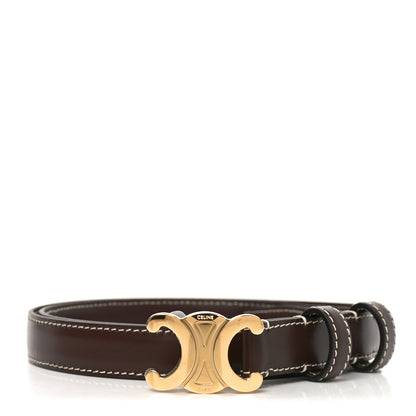 Celine Box Calfskin Small 18mm Triomphe Belt 75 30 Chestnut 1 of 5