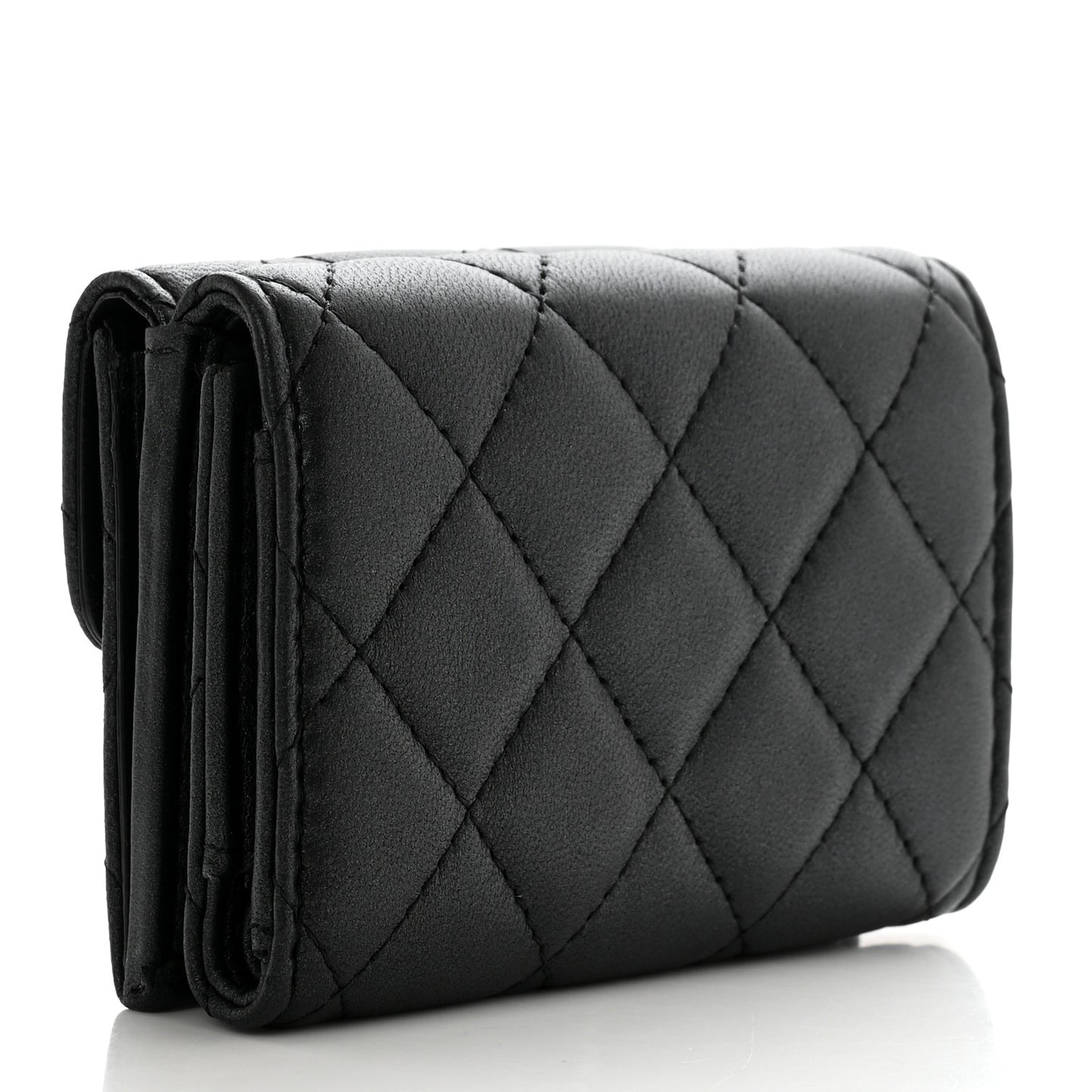 Lambskin Quilted Double Flap Wallet So Black