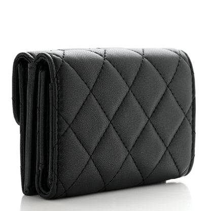 Chanel Lambskin Quilted Double Flap Wallet So Black 2 of 8