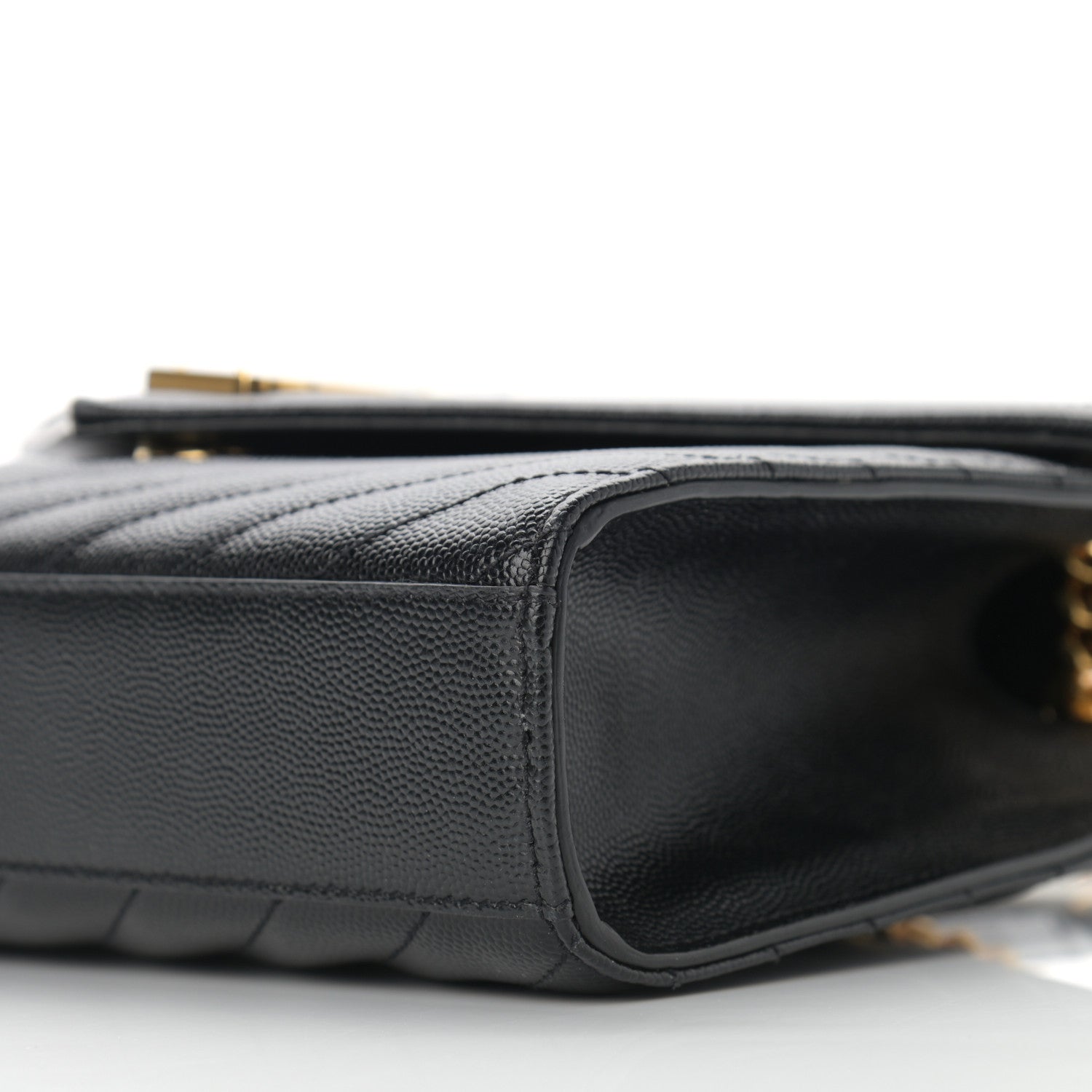 Saint Laurent Grain De Poudre Matelasse Chevron Medium Monogram Satchel Black 9 of 9