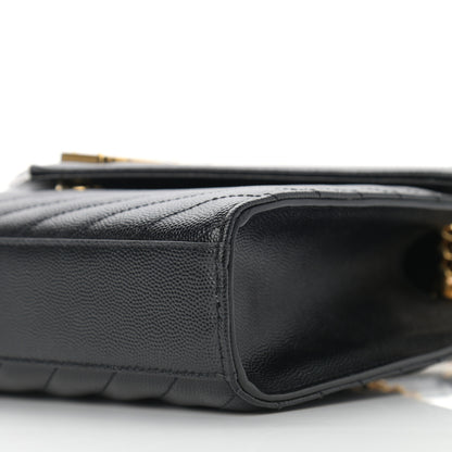 Saint Laurent Grain De Poudre Matelasse Chevron Medium Monogram Satchel Black 9 of 9