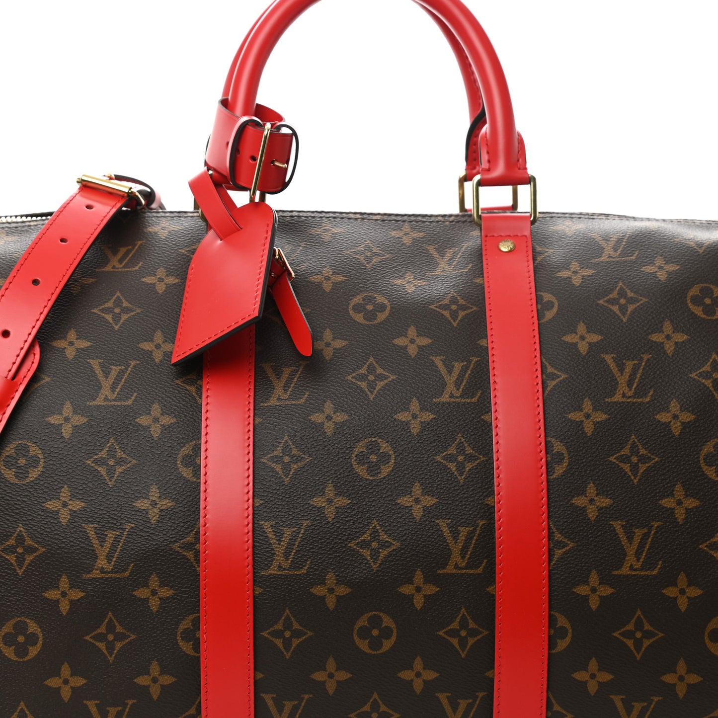 Calfskin Monogram Keepall Bandouliere 50 Coquelicot