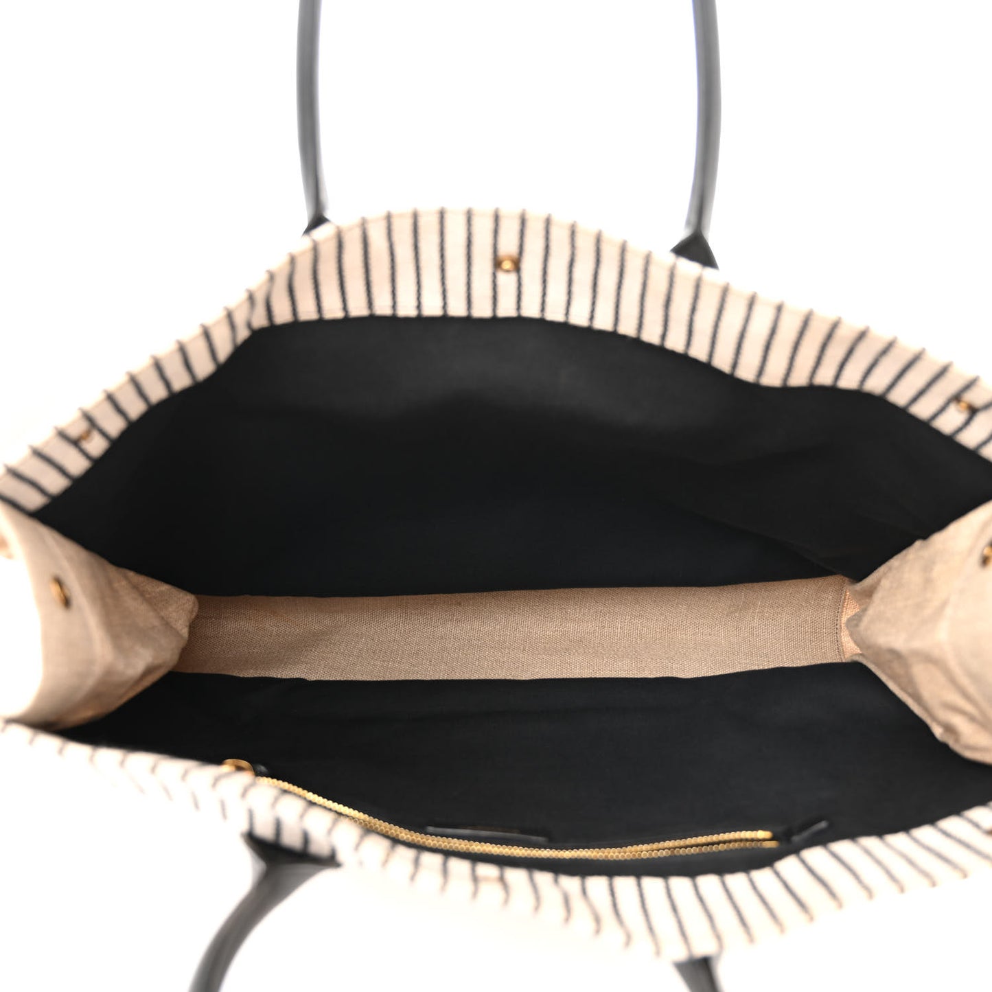Embroidered Cotton Linen Rive Gauche Noe Tote Natural Black