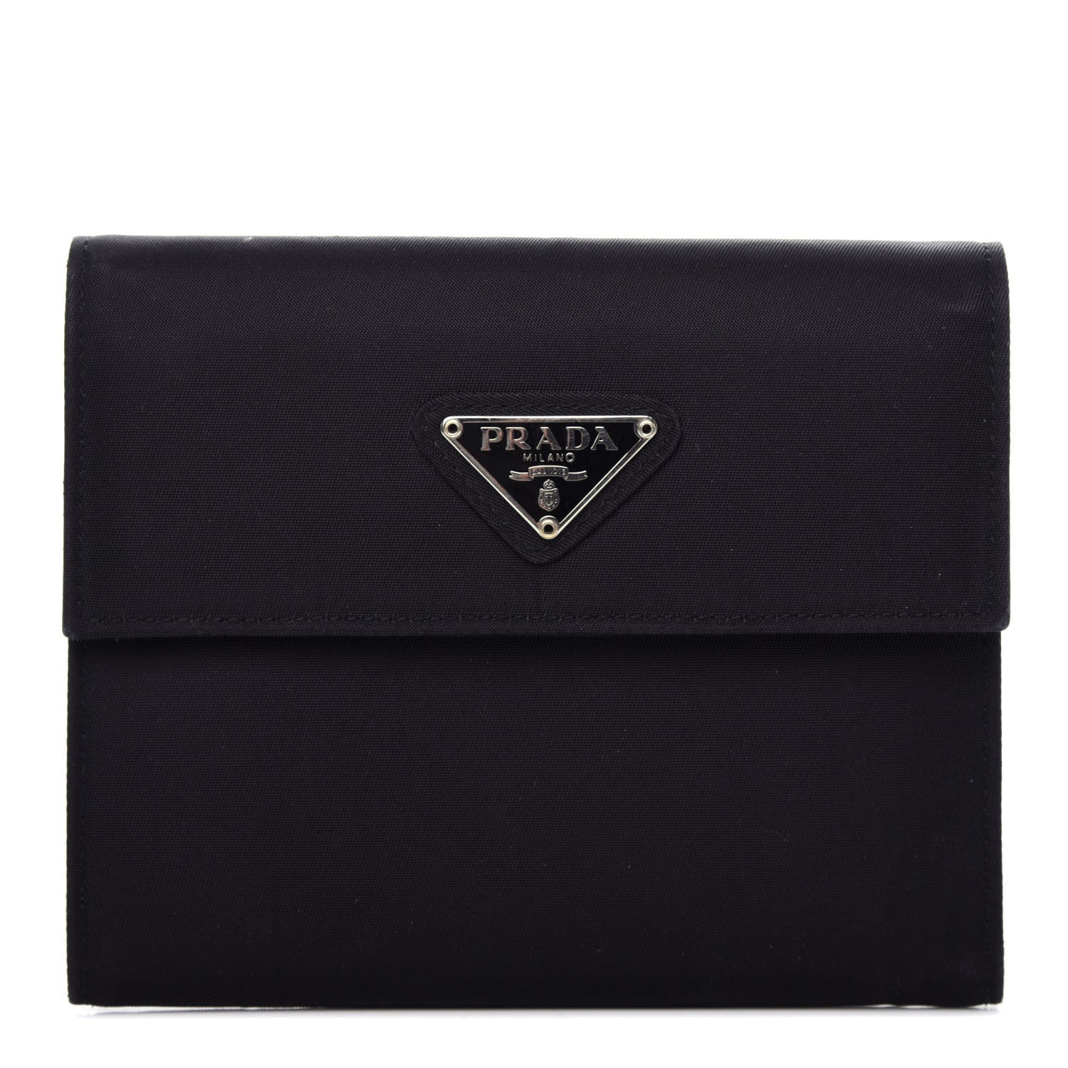 Prada Nylon Tri-Fold Compact Wallet Black 1 of 8