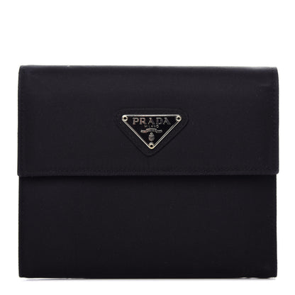 Prada Nylon Tri-Fold Compact Wallet Black 1 of 8