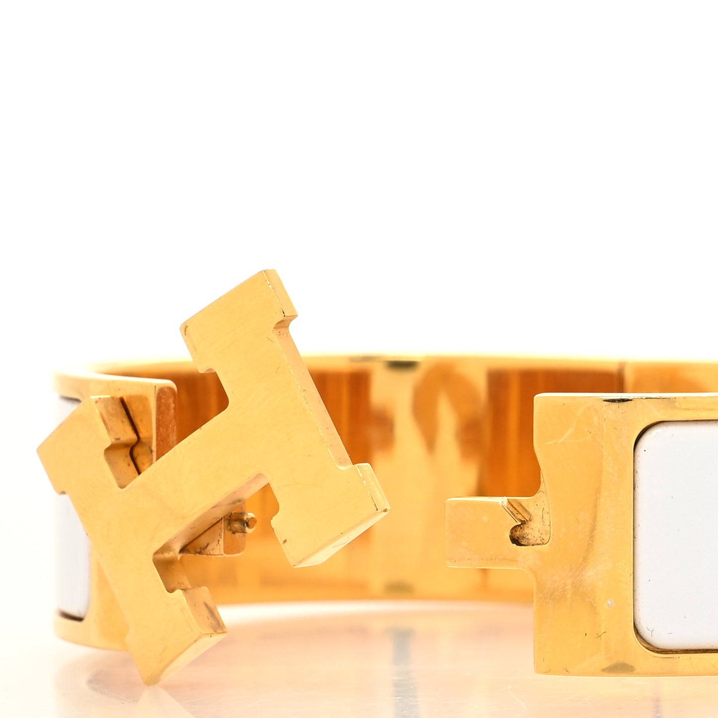 Enamel Wide Clic Clac H Bracelet PM White