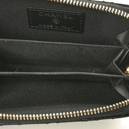 Chanel Lambskin Camellia Embossed Zip Coin Purse Black 5 of 7