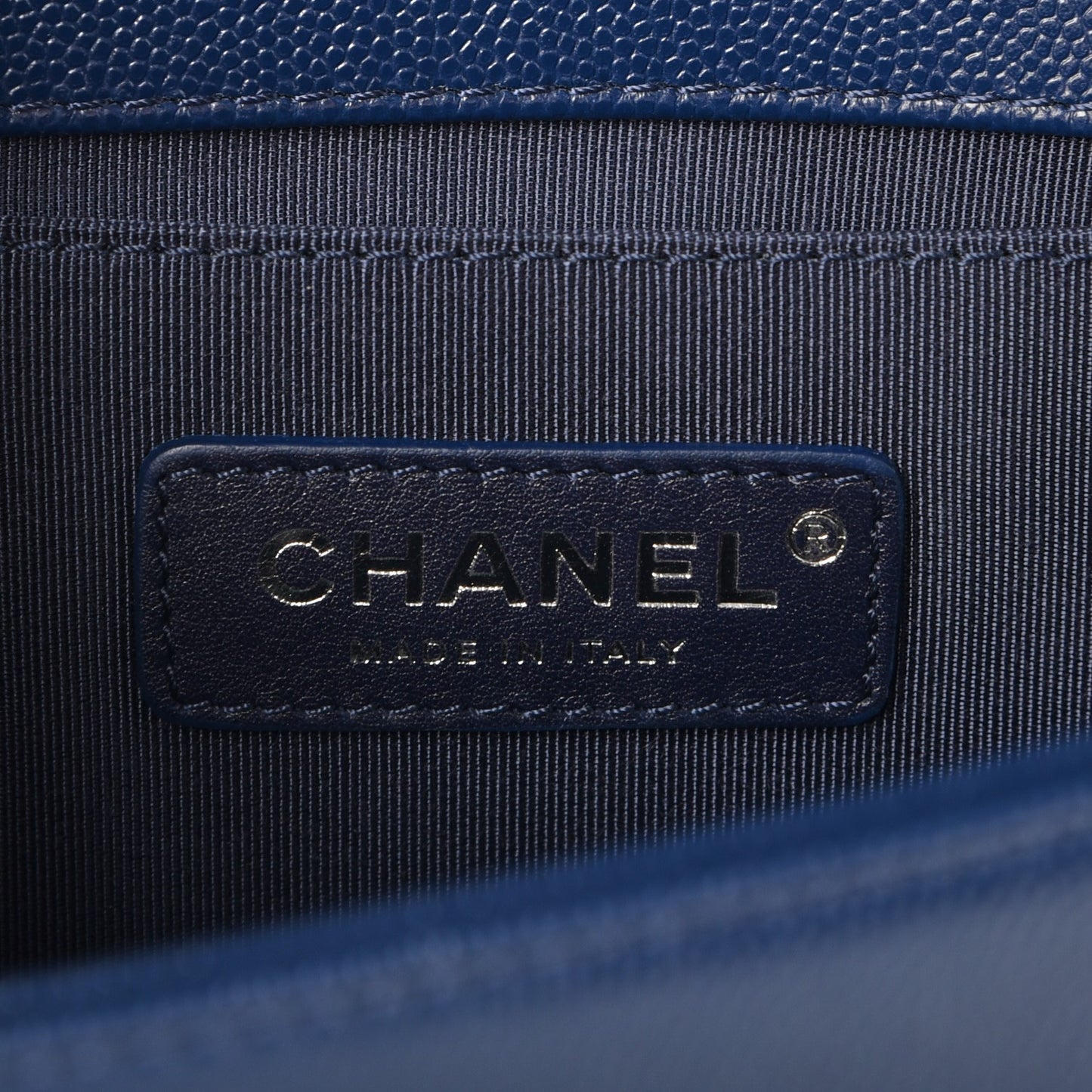 Caviar Chevron Quilted Medium Boy Flap Navy