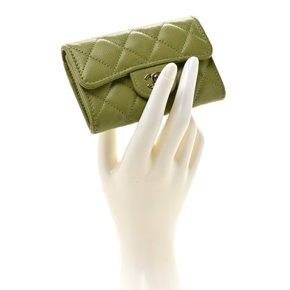 Chanel Caviar Quilted Flap Card Holder Wallet Khaki 2 of 8